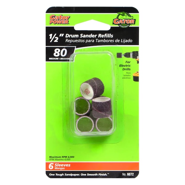 Gator Finishing 0.5 x 0.5 in. Drum Sander Refills, 80 Grit, 6PK 6072GA - main