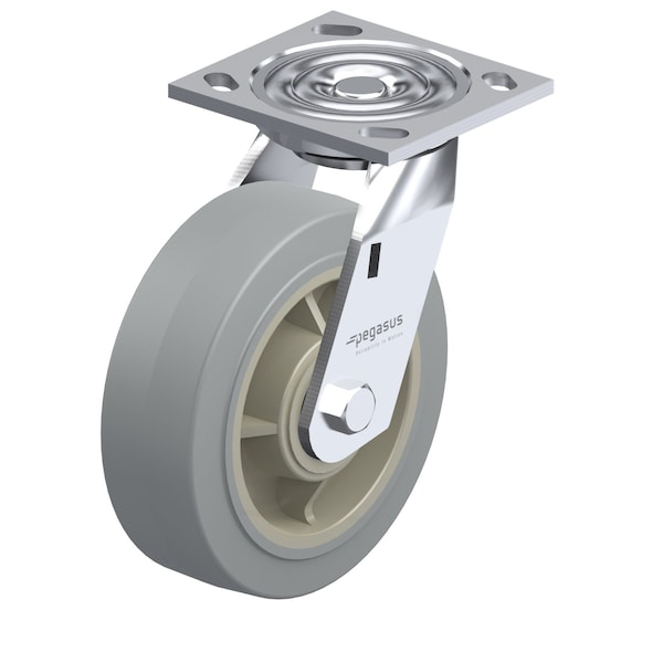 Zoro Select Swivel Plate Cstr, 5 in Dia, 375 lb, Roller P21S-PRP050R-14 - main