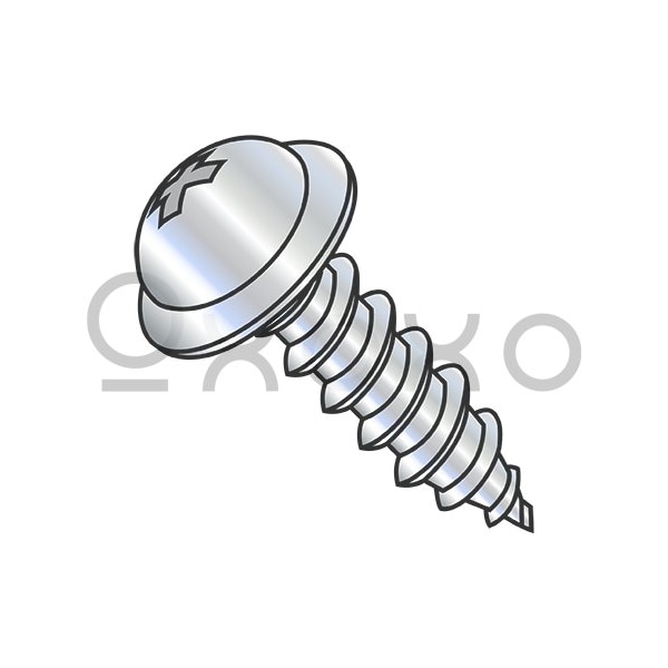 Oxoxo 8-18X1 1/2 Phillips Round Washer Self Tapping Screw Type AB Fully Threaded Zinc And Bake, 3000PK 411069 - main