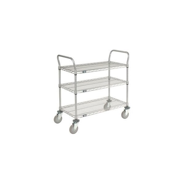 Global Equipment Nexel Utility Cart, 3 Shelf, Nexelate , 60"L x 24"W x 42"H, Pneumatic Casters 2460N3EP - main