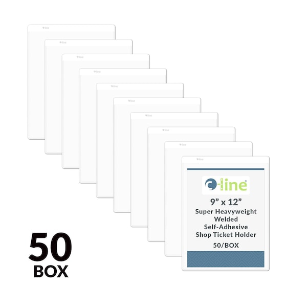 C-Line Products 9" x 12" Super Heavyweight Self-Adhesive Poly Welded Shop Ticket Holders, 50/BX 70912 - main