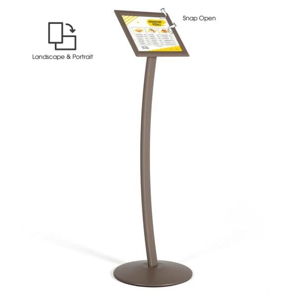 M&T Displays Pedestal Sign Holder Restaurant Menu Board Floor Standing 8.5 x 11 Earth Color UCUMB30581X2000 - main