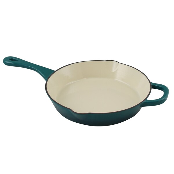 Crock-Pot Crock Pot Artisan 10 in. Round Enameled Cast Iron Skillet in Teal Ombre 111982.01 - main