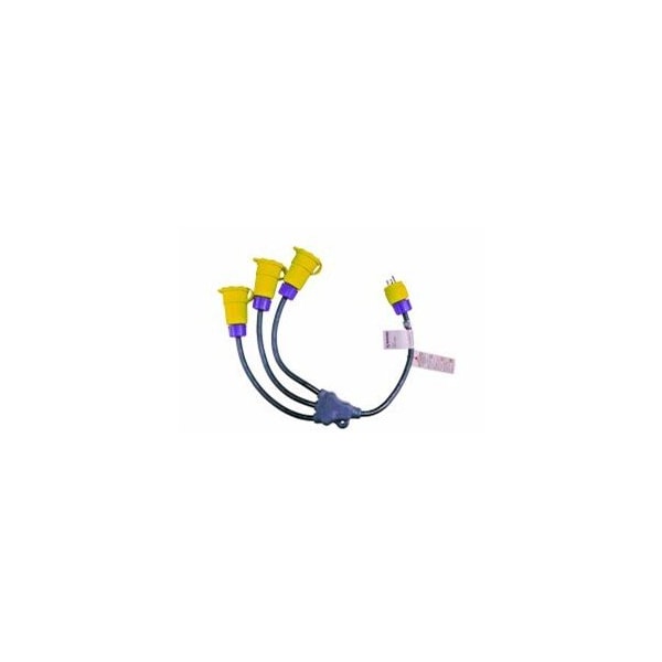 Ericson SEOW GFCI Extension Cord, 12 AWG, Indoor/Outdoor, 12/3, 3 Outlets, L5-20C, Black, L5-20P, 3 ft 2636-F1-BLK - main
