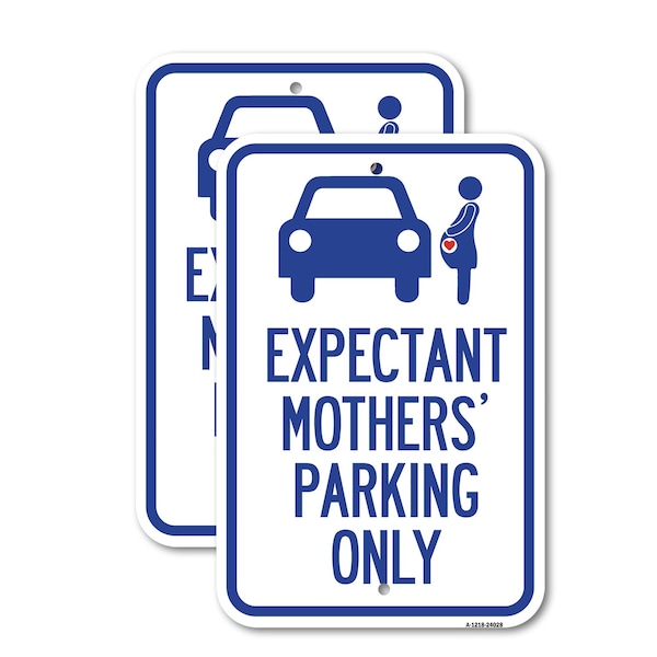 Signmission Expectant Mothers' Parking Only With Graphic, 12'' X 18'' 2 Signs, Heavy Gauge Aluminum, 2PK A-1218-2PACK-24028 - main