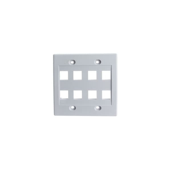 Cable Wholesale Keystone Wall Plate, White, 8 Port, Dual Gang 301-8K-W - main