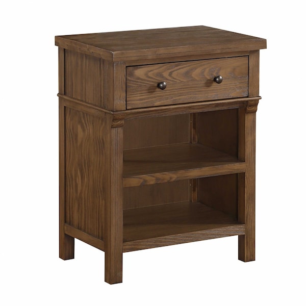 Homeroots 17" X 24" X 30" Reclaimed Oak Wood Nightstand 347184 - main