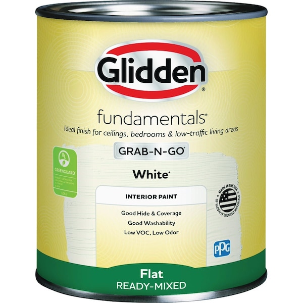 Glidden Fundamentals Grab-N-Go Flat Interior Paint Wht 1 Qt. GLFIN40WHT/04 - main