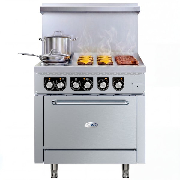 Koolmore 36 in. Commercial 2-Burner and 24 in. Griddle Electric Range Oven, 240V (KM-CRG242-E) KM-CRG242-E - main