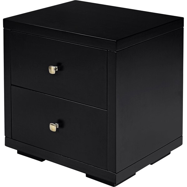 Homeroots 19" Black Solid and Manufactured Wood Two Drawer Nightstand 526869 - main