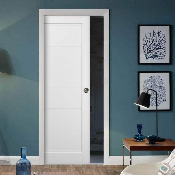 Sartodoors Pocket Interior Door, 18" x 80", White QUADRO4115PD-WS-18 - main