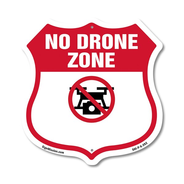 Signmission No Drone Shield Sign No Drone Zone From, 6 Inch X 6 Inch, Plastic Sign SHI-P-6-392 - main