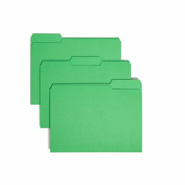Smead INTERIOR FILE FOLDERS, 1/3-CUT TABS, LETTER SIZE, GREEN, 100PK 10247 - main