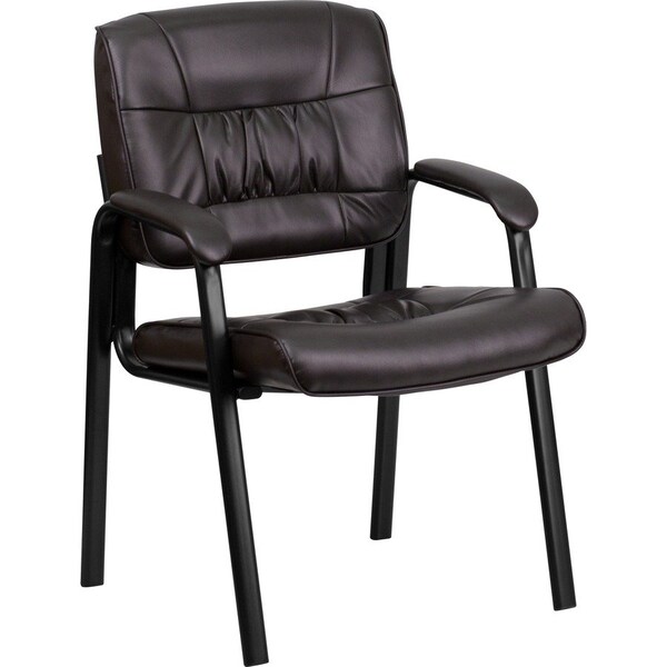 Flash Furniture Contemporary Side Reception Chair, Brown Back, 23-1/4 in W 26" L 36" H, Padded, Leather Seat BT-1404-BN-GG - main