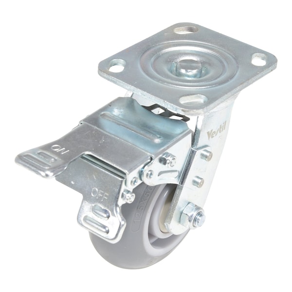 Vestil Thermoplastic Rubber Swivel With Total Brake Caster 5 In. x 2 In. 551 lb Light Gray CST-VE-5X2TPR-SWTB - main
