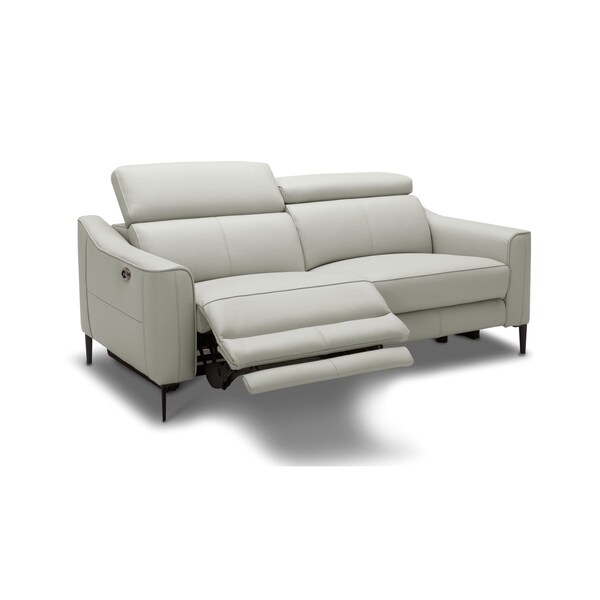 Homeroots 60in Gray And Black Top Grain Leather Power Reclining Loveseat 489286 - main