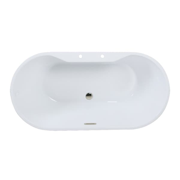 Kingston Brass 55" Acrylic Oval Double Ended Freestanding Tub with Drain, Glossy White/Polished Nickel VT7DE552823C426 - main