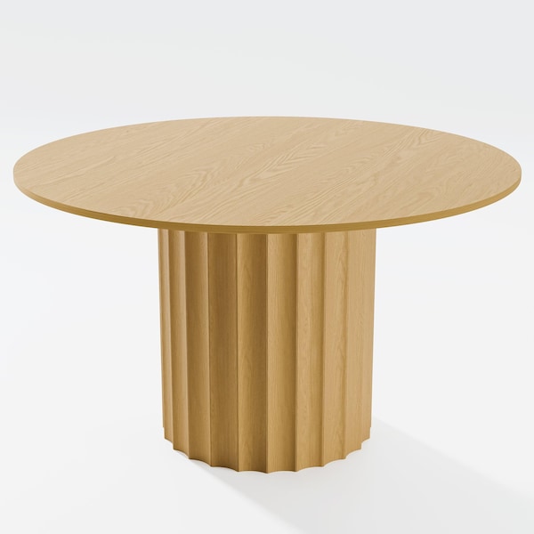 Homeroots 52" Brown Solid Wood Pedestal Base Round Top Dining Table 720998 - main