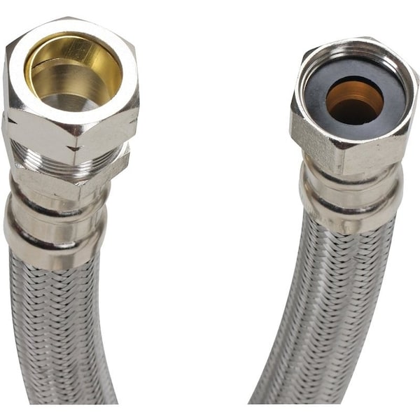 Fluidmaster High-Flexible Water Heater Connector, 3/4 in, FIP x Compression, Stainless Steel, Nickel, 18 in L B4H18 - main