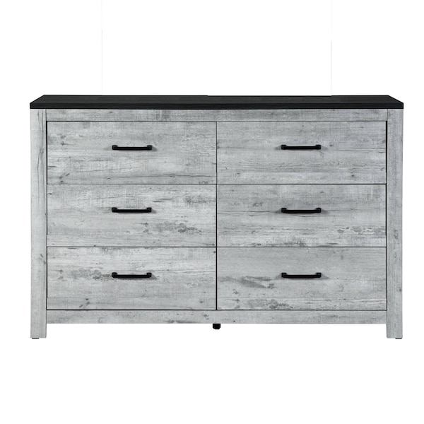 Homeroots 58" Gray Wood Six Drawer Double Dresser 564678 - main