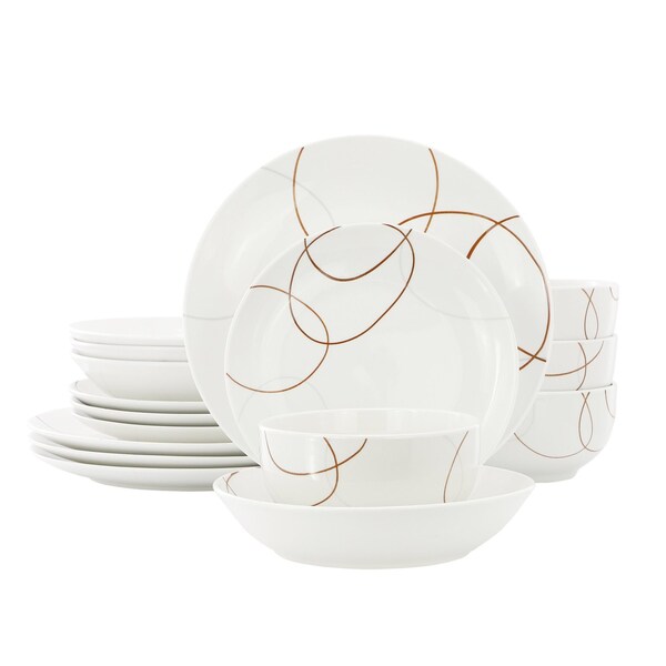 Elama Sydney 16 Piece Porcelain Double Bowl Dinnerware Set, Service for 4 750123742M - main