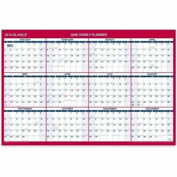 At-A-Glance Calendar, No Cover, Monthly, Red/White PM2122826 - main