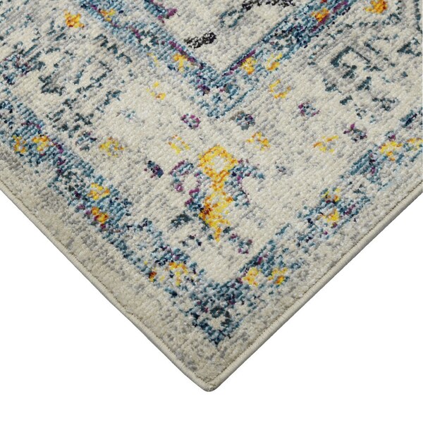 Homeroots 9' X 12' Yellow and Ivory Southwestern Stain Resistant Indoor Outdoor Area Rug 532600 - main