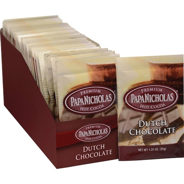 Papanicholas Coffee Dutch Chocolate Cocoa, PK24, Dutch Chocolate, Packet, Regular, Hot Cocoa, 1.25 oz, 24 PK 79224 - main