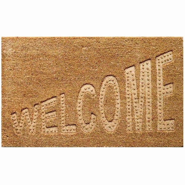 Gardenised Heavy Duty Coco Coir Doormat with Non Slip PVC Baking Embossed Design, Charming Welcome QI004879 - main