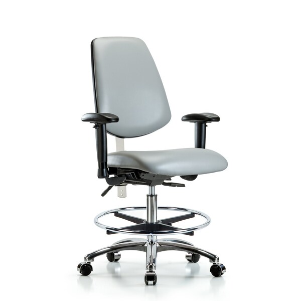 Blue Ridge Ergonomics Clean Room Chair Vin Med Ben Chair, Med, Bk, Dov, CL100, Adjustable Arms, 22" to 29" Height, Vinyl BR-NCR-VMBCH-MB-CR-T1-A1-CF-CC-8567 - main