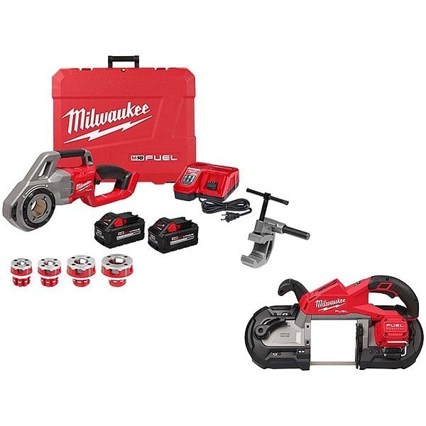 Milwaukee Tool Threader w/Heads+M18 FUEL Band Saw 2870-22, 2929-20 - main