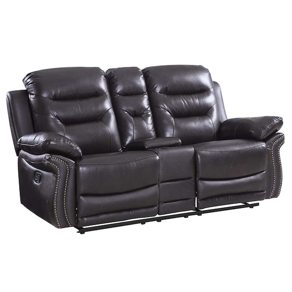 Homeroots 75in Brown Faux Leather Manual Reclining Love Seat With Storage 329418 - main