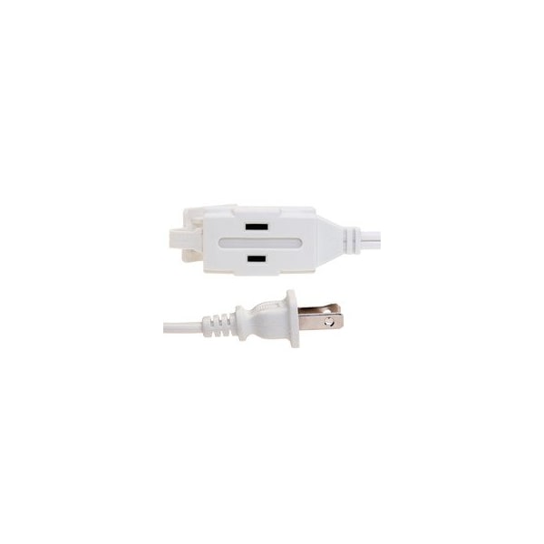 Cable Wholesale Extension Cord, 16 AWG, Indoor, 16/2, 3 Outlets, 1-15R, White, 1-15P, 12 ft 10W1-39112 - main