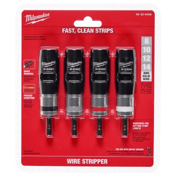 Milwaukee Hand Trucks 4PC Solid Wire Stripper Set 48-32-6406 - main