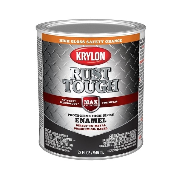 Krylon Rust Tough Gloss Anti-Rust Safety Color Rust Control Enamel, Safety Orange, 1 Qt. K09767008 - main