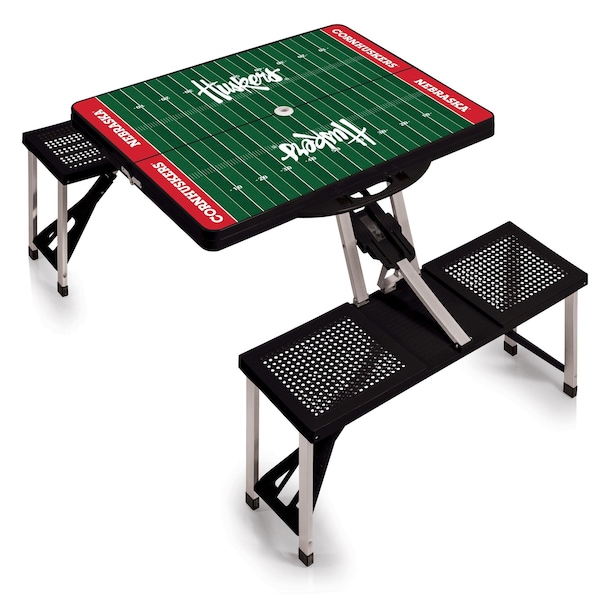 Picnic Time Family Of Brands Nebraska Cornhuskers - Football Field - Picnic Table Portable Folding Table, Black 811-00-175-405-0 - main