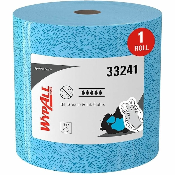 Wypall WypAll Oil, Grease & Ink Cloths (33241), Jumbo Roll, Lint-Free, Blue 717 Sheets/Roll, 1 Roll/Case 33241 - main
