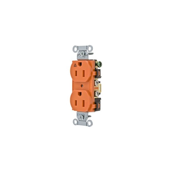 Hubbell Wiring 15A 125V 2-Pole 3-Wire Grounding Duplex Receptacle, 5-15R, Commercial Grade, Corrosion Resistant IG15CR - main