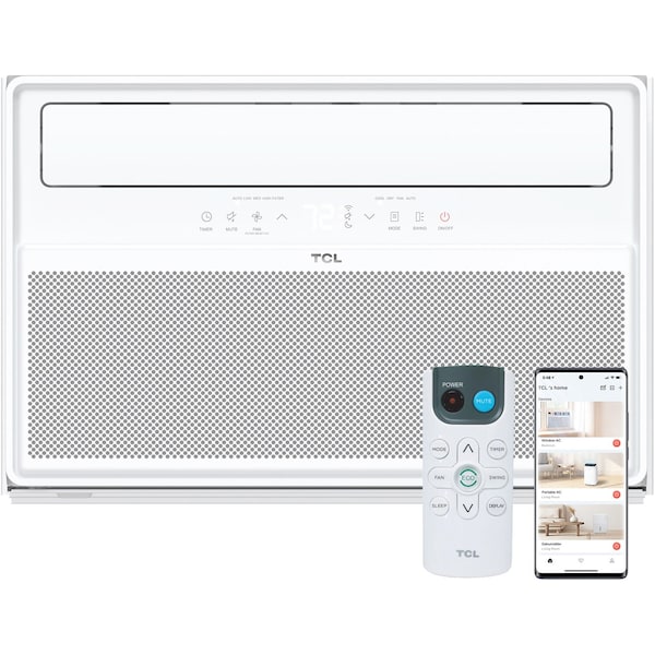 Tcl Q-Series 12,000 BTU 550 Sq. Ft. Smart Inverter Window Air Conditioner with Heater, Remote Control H12W4KWH - main
