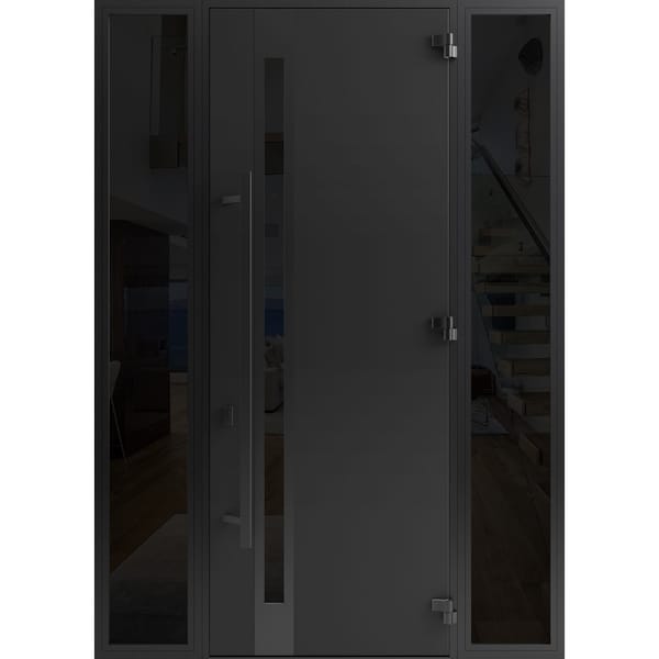 Vdomdoors Front Exterior Prehung Steel Door Ronex1033 Teak 96 2 Sidelight Exterior Windows Sidelites Entry RONEX1033EXD-OAK-W12+36+12xH96-LH-I - main