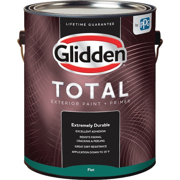 Glidden Total Exterior Paint + Primer Flat Wht & Pastel Base 1 Gallon GLTEX10WB/01 - main