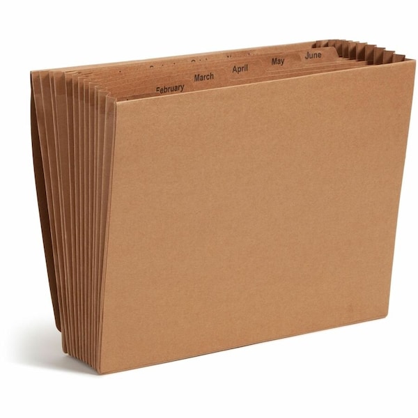 Smead Jan-Dec Indexed Accordion Expanding Files, 12 Pockets, Kraft, Letter, Brown 70186 - main