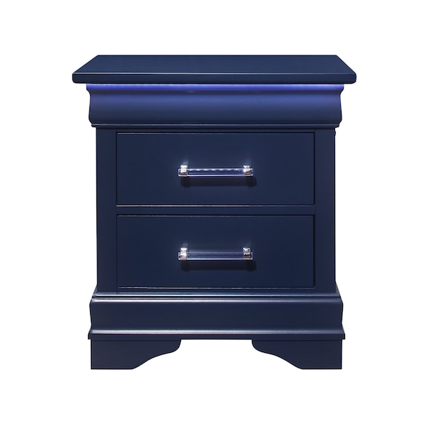 Homeroots 24" Blue Wood Lighted Two Drawer Nightstand 482397 - main