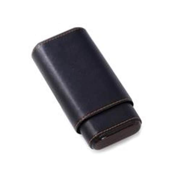 Bey Berk International Bey-Berk International Black Leather with Ebony Wood & Cedar Lined Telescoping Three Cigar Holder C254B - main