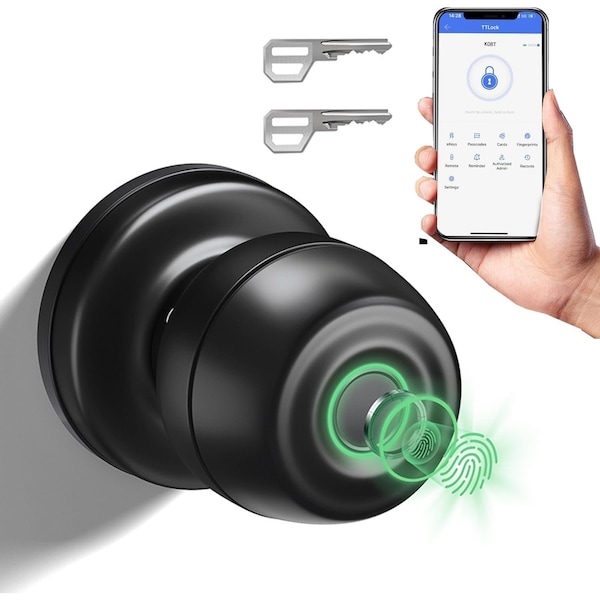 Wrightmaster 3 in 1 Corded Aluminum Smart Lock Deadbolt, Keyless Entry Door Lock with Fingerprint Digital, APP C ZR-S08T-BK - main