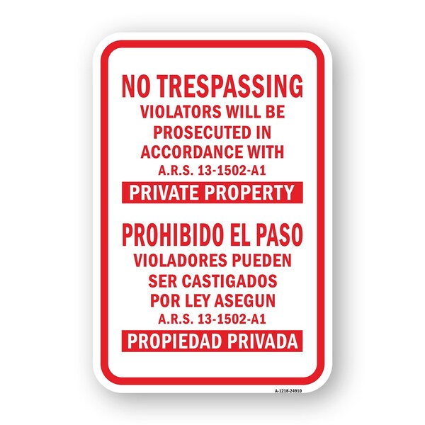Signmission No Trespassing Violators Will Be Prosecuted In Acc Aluminum, 18" H, A-1824-24910 A-1824-24910 - main