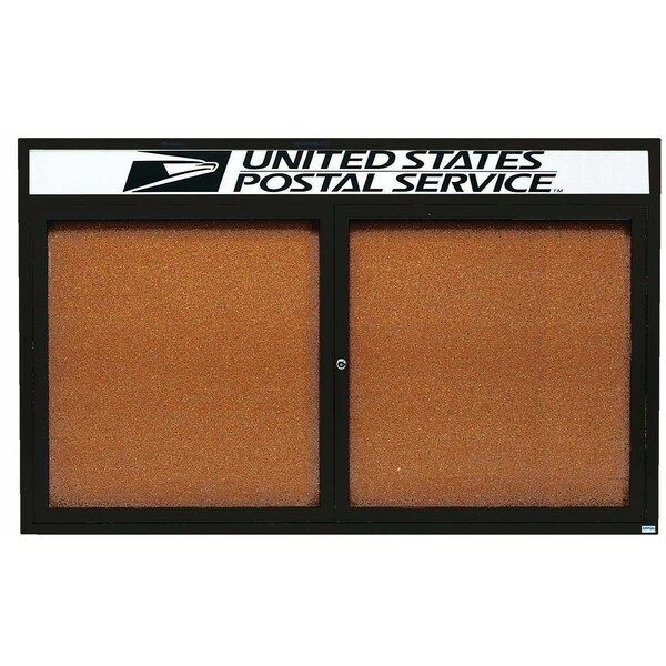 Aarco Enclosed Natural Pebble Grain Cork Bulletin Board w/ Header Bronze Anodized Al Frame, 48''Hx72''W DCC4872RHBA - main