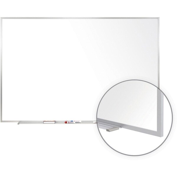 Ghent Dry Erase Board, Porcelain, 48 1/2 in, 120 1/2 in, Aluminum Frame, White, Matte M1-410-4 - main