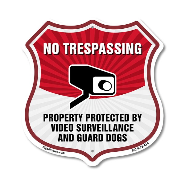 Signmission No Trespassing Shield Sign Property Prot, 12 Inch X 12 Inch, Plastic Sign SHI-P-12-416 - main