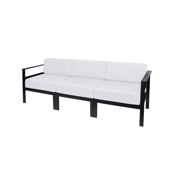 Bfm Seating Belmar 82in Outdoor Sectional Sofa with Sunbrella Cushions, Sand Black Frame PH6101BL-14091 - main